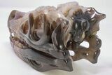 Carved, Amethyst Crystal Geode Dinosaur Skull - Roar! #199471-6